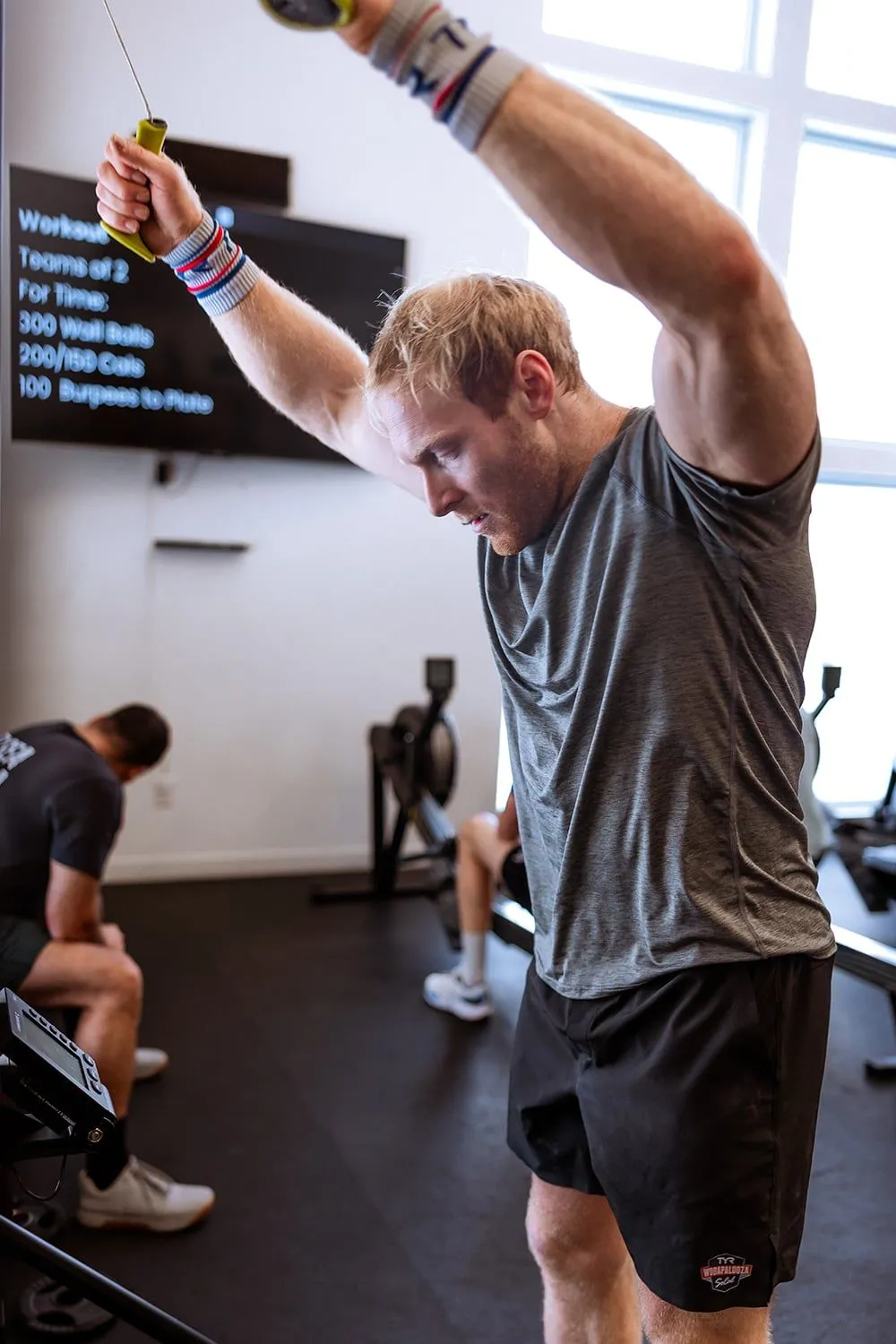 Athlete training with gymnastic rings